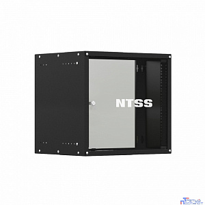 NTSS Шкаф настенный телекоммуникационный NTSS LIME 9U 550х600х500мм, 2 профиля 19, дверь стеклянная, боковые стенки несъемные, разобранный, черный RAL 9005 NTSS-WL9U5560GS-BL