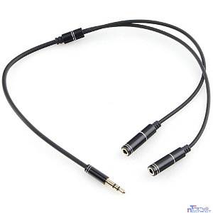 Кабель аудио разветвитель Cablexpert CCAB-02-35MY-0.2MB. 3.5 джек (M)/2х 3.5 джек (F), черный, 0.2м, блистер