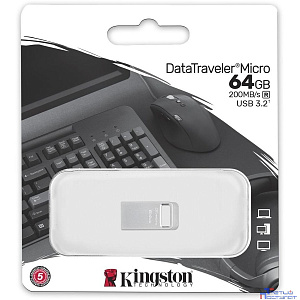 Kingston USB Drive 64GB DataTraveler Micro USB3.0, серебристый [DTMC3G2/64gb]