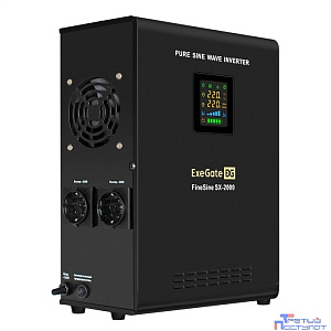 Exegate EX296001RUS ИБП (инвертор, синус, для котла) настенный ExeGate FineSine SX-2000.LCD.AVR.2SH <2000VA/1400W, чистая синусоида, цветной LCD-дисплей, AVR, 2*Schuko, линейно-интерактивный, внешняя