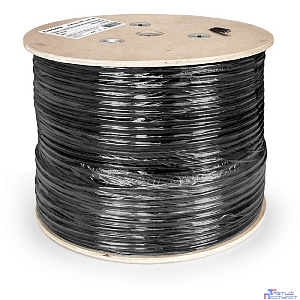 Exegate EX241488RUS Кабель FTP 4 пары кат.5e Exegate 100% медь,24AWG, экран, для внешней прокладки, с тросом, 305м, черный PE