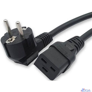 Кабель питания Filum FL-PC-SH90/C19-C-1.8-BK ПВС-АП 3x1.5 CEE 7/7(Schuko) угловая  - C19,  220/250В, 16А, чёрный, 1.8м (845725)
