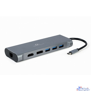 Cablexpert A-CM-COMBO8-01 Адаптер интерфейсов Cablexpert A-CM-COMBO8-01, USB-C 8-в-1 (Type-C, USB3.0, HDMI, DisplayPort, VGA)