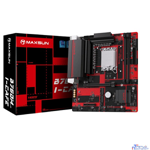 MAXSUN MS-B760M I-CAFE (Socket 1700, mATX, 2*DDR5(96Gb), DP/HDMI, 2*SATA3, 3*M.2, 1*PCIEx16/1*PCIEx4, 6*USB 2.0, 2*USB 3.2 Gen1, LAN 1*2,5G, ARGB, black-red, RTL)