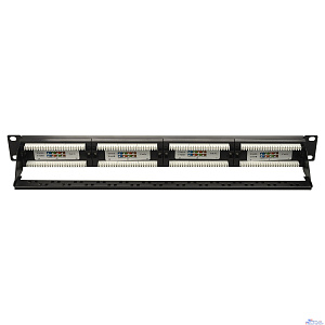 Патч-панель 19" NEOMAX [NM-BPP-1U24P-UB-101-BK] 1U, 24 порта, UTP, с кабельным организатором, цвет черный