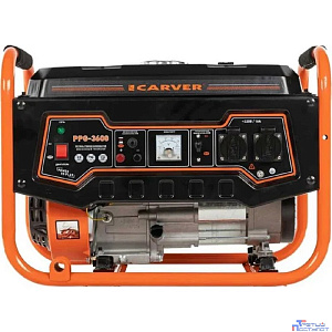 Генератор CARVER PPG- 3600 бензин [01.020.00003] { (LT-168F-1, 2,5/2,8кВт, 220В, бак 15л, обмотка медь)(16шт/пал) }