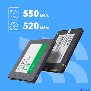 CBR SSD-001TB-2.5-LT22, Внутренний SSD-накопитель, серия "Lite", 1TB, 1024 GB, 2.5", SATA III 6 Gbit/s, SM2259XT, 3D TLC NAND, R/W speed up to 550/520 MB/s, TBW (TB) 500