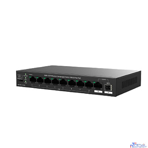 TENDA TEG1110PF-8-120W Коммутатор неуправляемый PoE, 10 портов, 9x1 Гбит/с, SFP 1х1 Гбит/с, PoE 8х30 Вт (до 102 Вт), настольный
