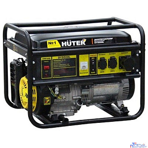 Huter DY9500L 64/1/39 Электрогенератор { четырехтактный, 7500Вт, 220В/50Гц, 91Дб, принудительное охлаждение, бак 25 л, расход бензина 374 г/кВтч, расход масла 6,8 г/кВтч, ручной стартер }