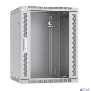 Cabeus SH-05F-15U60/60-R Шкаф телекоммуникационный настенный разобранный 19" 15U 600x600x769mm (ШхГхВ) дверь стекло, цвет серый (RAL 7035)