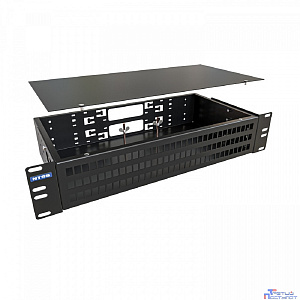 NTSS Кросс NTSS оптический 19'' укомплектованный 2U, 96 портов SC/UPC, 50/125 мкм (сплошная панель, сплайс-кассета 3шт, пигтейлы, КДЗС, адаптеры) черный RAL 9005 NTSS-RFOB-2U-96-SC/U-50-SP1.5G0AY-BL
