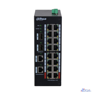 DAHUA DH-HS3220-16GT-190 20-портовый гигабитный неуправляемый коммутатор с PoE, промышленное исполнение , 16xRJ45 1Gb, 2xRJ45 1Gb, 2xSFP 1Gb, суммарно 190Вт, коммутация 40 Гбит/с, MAC-таблица 4К