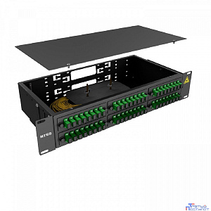 NTSS Кросс 19" NTSS PREMIUM, предсобранный 2U, 32 порта SC/APC, 9/125 мкм, (сплайс, пигтейлы, кдзс, планки, адаптеры), черный, RAL9005 NTSS-RFOB-PM-2U-32-SC/A-9-SP1.5G1A-BL