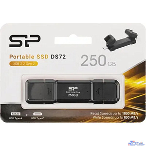 Накопитель SSD Silicon Power USB-C 250GB SP250GBUC3S72V1K DS72 1.8" черный USB-A