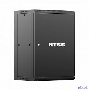 NTSS Шкаф настенный телекоммуникационный NTSS W 15U 600х600х770мм, 2 профиля 19, дверь сплошная металл, боковые стенки съемные, разобранный, черный RAL 9005 NTSS-W15U6060FD-BL