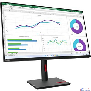 LCD Lenovo 31.5" T32h-30 Black/Red {IPS 2560x1440 60Hz 4ms 350cd HDMI DisplayPort 4xUSB USB-C RJ45 HAS Pivot VESA}