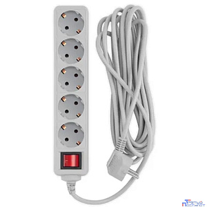 PC PET Сетевой фильтр AP01006-5-GR 5м (5 розеток, EURO, EURO/RUS), серый {619891}