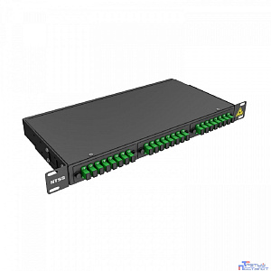 NTSS Кросс 19" NTSS PREMIUM, предсобранный 1U, 24 порта SC/APC, 9/125 мкм, (сплайс, пигтейлы, кдзс, планки, адаптеры), черный, RAL9005 NTSS-RFOB-PM-1U-24-SC/A-9-SP1.5G1A-BL