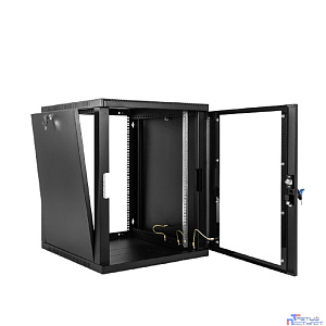 ЦМО Шкаф телекоммуникационный настенный 12U (600 x 650) дверь стекло, цвет черный (ШРН-12.650-9005)