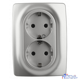 Эра Б0031230 12-2106-03 Розетка 2X2P+E Schuko, 16АХ-250В, Эра12, алюминий
