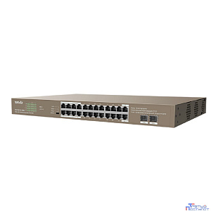 TENDA TEG1126P-24-410W Коммутатор в стойку 24-Ports 10/100/1000 Base-T + 2-Ports 1000 Base-X SFP 16-Ports PoE(PoE бюджет 370W)