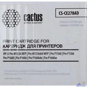 CACTUS CE278AD Картридж (CS-CE278AD) для LaserJet P1566/P1606w/M1536dnf, чёрный, 2100 стр.х2