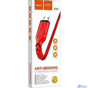 HOCO X59/ USB кабель Micro/ 1m/ 2.4A/ Нейлон/ Red