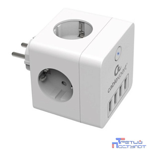 Cablexpert Сетевой фильтр Cube CUBE-4-U4-W (4 р, 16А, 4 х USB, ур.защиты 2+) белый, коробка