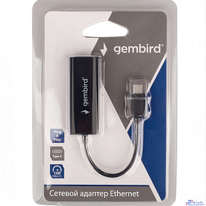 Gembird Сетевой адаптер Ethernet Type-C USB 2.0 - Fast Ethernet adapter, пластик,черный,RTL8152 (NIC-U10)