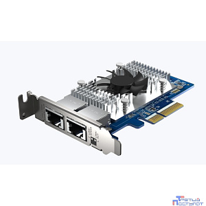 Сетевая карта/ QNAP QXG-10G2T-X710 LAN Expansion Card, PCIe Gen3 x4, Two 10GbE (10G / 5G / 2.5G / 1G / 100M)) Ports with SR-IOV and iSCSI, Block-based, Supports Multiple Virtual Disk Modes