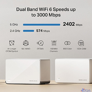 Mercusys Halo H85X(3-pack) AX3000 Домашняя Mesh Wi-Fi 6 система