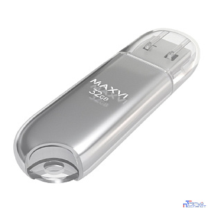 Maxvi USB Drive 32GB P1 silver, монолит с колпачком, ABS пластик, USB 2.0