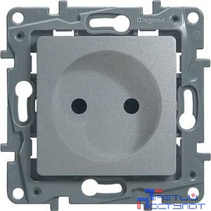 Legrand 672434 Розетка 2К со шторками - немецкий стандарт - винтовые зажимы - 16 А - 250 В~ - Etika - алюминий