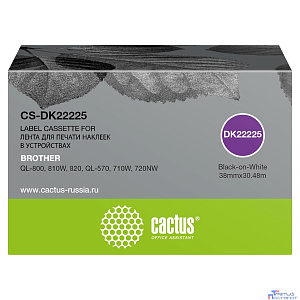 Картридж ленточный Cactus CS-DK22225 DK-22225 черный для Brother QL-800, 810W, 820, QL-570, 710W, 720NW