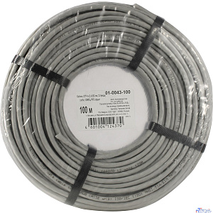 Rexant (01-0043-100) Кабель витая пара U/UTP, CAT 5e, PVC, 4PR, 24AWG, INDOOR, SOLID, серый, 100м,