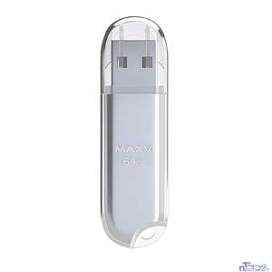 Maxvi USB Drive 64GB P1 silver, монолит с колпачком, ABS пластик, USB 2.0