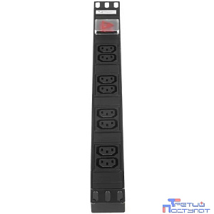 Gembird EHB8-4 Блок 1 вход С14/ 8 выходов C13 с защитой для 19".  16A. 1U