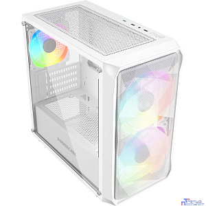 Powercase Mistral Micro A3W ARGB, Tempered Glass, 2x 140mm ARGB PWM+1x 120mm ARGB PWM, белый, mATX  (CMMAW-A3)