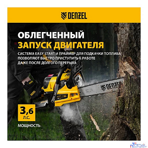 Denzel Пила цепная бензиновая DS-5820, шина 50 см, 58см3, 3,6 л.с., шаг 0,325, паз 1,5 мм, 76 зв [95238]