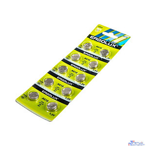 Ergolux AG10  BL-10 (AG10-BP10, LR54 /LR1130 /189 /389 батарейка для часов)(10 шт. в уп-ке)