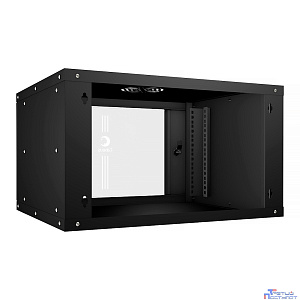 Cabeus WSC-05D-6U55/45-BK Шкаф телекоммуникационный настенный 19" 6U, серия LIGHT разборный, дверь стекло, цвет черный