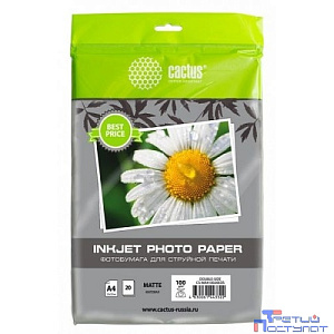 Cactus CS-MA410020EDS Фотобумага A4/100г/м2/20л./белый матовое/матовое для струйной печати