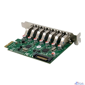 ORIENT VA-3U7PE, Контроллер PCI-Ex1, USB 3.2 Gen1 (USB 3.0), скорость до 5 Гбит/с, 7-port ext, VIA VL805+VL812 chipset, разъем доп.питания, oem (31110)