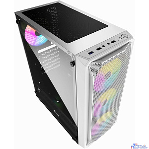 Powercase CMIZW-L4 Mistral Z4 White, Tempered Glass, Mesh, 4x 120mm 5-color LED fan, белый, ATX