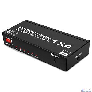 ORIENT HSP0104HL-2.0, HDMI 4K Splitter 1->4, HDMI 2.0/3D, UHDTV 4K/ 60Hz (3840x2160)/HDTV1080p, HDCP2.2, внешний БП 5В/2.0А, метал.корпус (30680)
