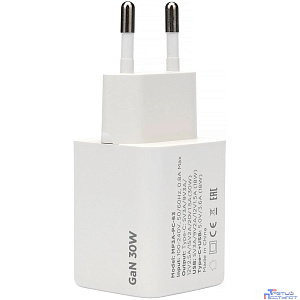 Cablexpert зарядное устройство 30Вт GaN, 3А, QC4.0/PD, 1xUSB, 1xType-C, белый, пакет (MP3A-PC-63)