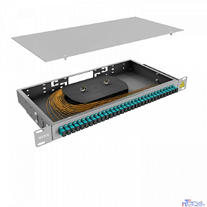 NTSS Кросс 19" NTSS PREMIUM, предсобранный 1U, 32 порта SC/UPC 50/125 мкм ОМ3, (сплошная панель, розетки, сплайс, КДЗС, пигтейлы) NTSS-RFOB-PM-1U-32-SC/U-503-SP1.5G0A