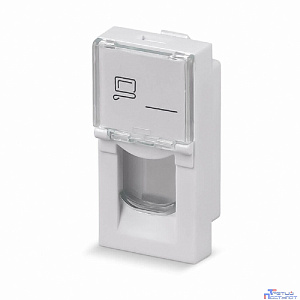 Rexant (03-0160) Вставка Mosaic 22,5x45, на 1 порт с прозрачной шторкой и увеличенным окном маркировки, белая