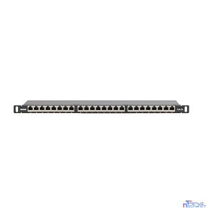 NTSS Патч-панель NTSS PREMIUM 0.5U 24 порта RJ45 FTP cat.5e, Krone IDC с задним кабельным органайзером NTSS-PP2-PM-0.5U-24-FTP-RJ45-5e-K