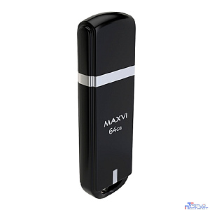 Maxvi USB Drive 64GB P3 black, монолит с колпачком, ABS пластик, USB 2.0